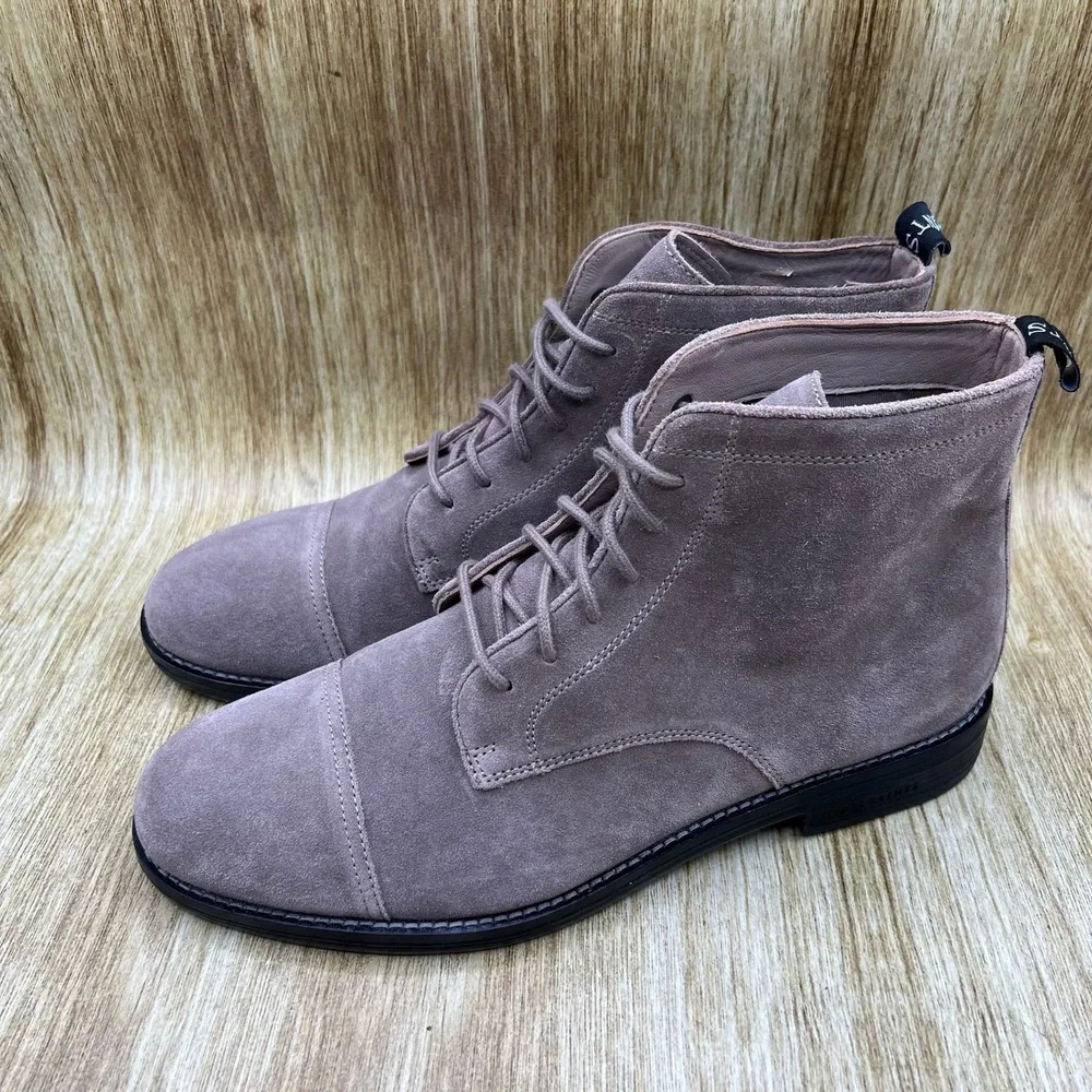 AllSaints Harland‎ Suede Boots Men's Size 10 Grey Cap Toe Lace Up Ankle M063FB